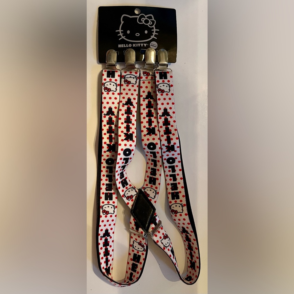 Sanrio White, Red, Black Hello Kitty Polka Dot Elastic Suspenders